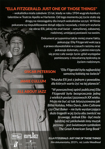 Tył ulotki filmu 'Ella Fitzgerald. Just One Of Those Things'