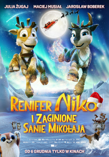 Polski plakat filmu 'Renifer Niko i Zaginione Sanie Mikołaja'