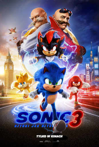 Polski plakat filmu 'Sonic 3: Szybki Jak Błyskawica'