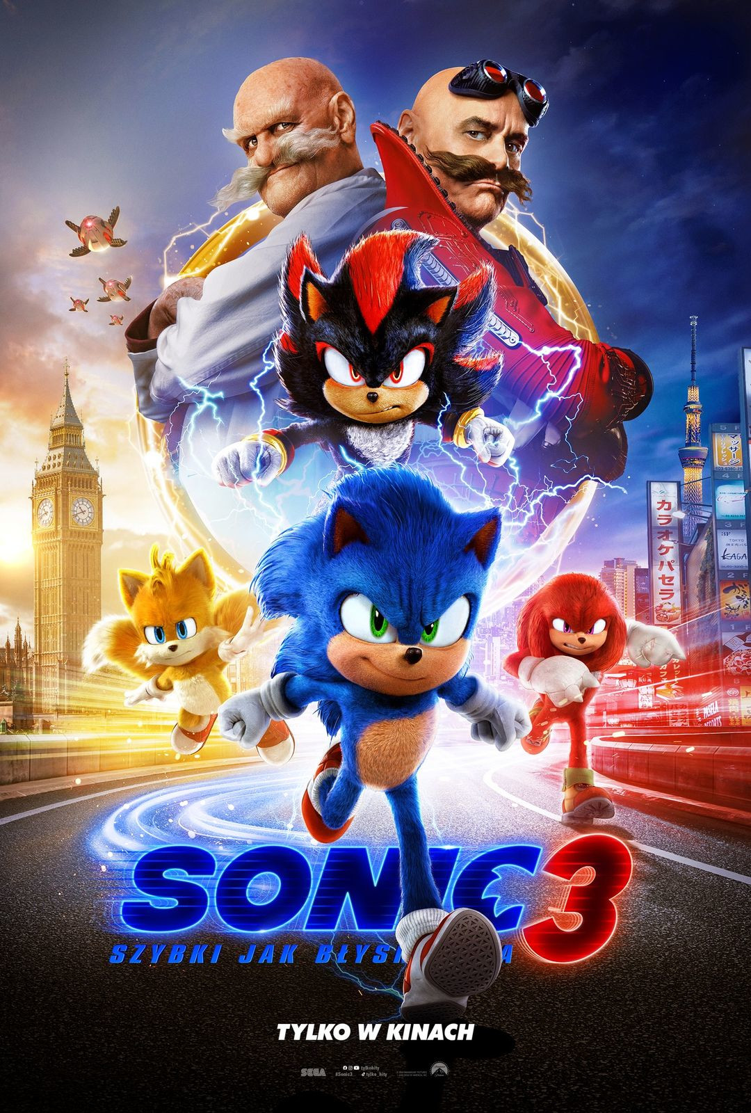 Polski plakat filmu 'Sonic 3: Szybki jak błyskawica'