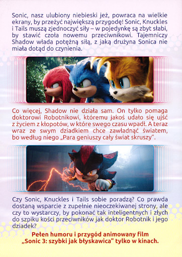 Tył ulotki filmu 'Sonic 3: Szybki Jak Błyskawica'